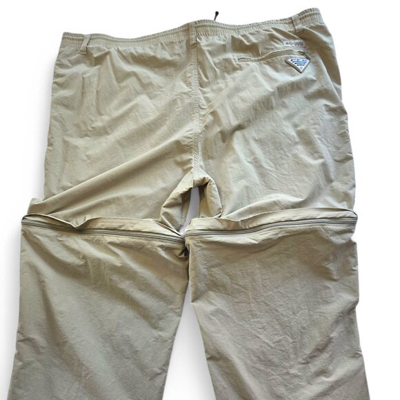 Columbia PFG Mens Fishing Cargo Pants Beige Nylon Zip-Off Legs Mesh Lined XL - Picture 7 of 9